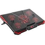 Laptop Cooling Pad, 12"-17" Laptop Cooler with 5 Quiet Fans Red LED Light, Gaming Laptop Cooling Stand Dual 2 USB Ports, Adjustable Height Angle, Ergonomic Design