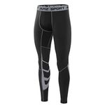 AMZSPORT Men's Sports Compression Tights Cool Dry Baselayer Leggings Pro Traning Pants for All Season Black L