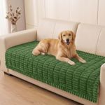 Smiry Couch Cover for Dogs Washable, Non Slip Fuzzy Pet Couch Covers for 3 Cushion Sofa Pet Friendly, Thick Soft Sofa Slipcovers Cushion Protector (Olive Green, 35.4" x 95")