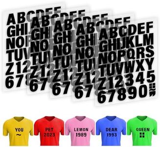 5 Sheets 215 Pieces Iron on Letters and Numbers for Clothing, 2 Inch Iron on Vinyl Letters with A-Z PU Heat Transfer Letters 0-9 Iron on Numbers Alphabet Sticker for Fabric T-Shirt DIY Craft