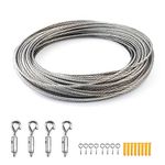 TXErfolg Wire Rope Lattice Set 10M Stainless Steel Wire Rope with Length Adjustable Hook Coated 2mm Coated 7X7 Stainless Steel Rope as Tent Rope Clothesline Climbing Plant Rope Curtain Rope Shower