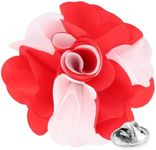 Vittorio Vico Two-Tone Flower Lapel Pin - Brooch, Boutonniere for Men (Red/White)