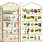 Purlyu Garden 50% Extra Wide Mini Greenhouse 5 Tier Portable Plant Green House 40 in Wide -Sturdy Gardening Shelves with PE Cover & Roll-Up Zipper Door-19″W. x 40″L. x63″H(PLGH1005OWP)