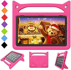 Fire HD 10 Tablet Case for Kids(13th/11th Generation, 2023/2021 Release)-SHREBORN Kids Friendly Shockproof Cover with Handle Stand for All-New Amazon Kindle Fire HD 10 Plus & 10 Kids Pro Tablets-Pink