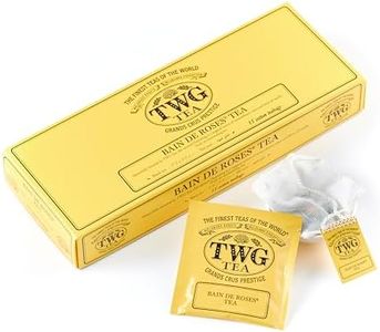 TWG Tea | Bain de Roses Tea | Black Tea | Rosebuds & Rose Petals | 15 Hand Sewn Cotton Tea Bags | Gift Set