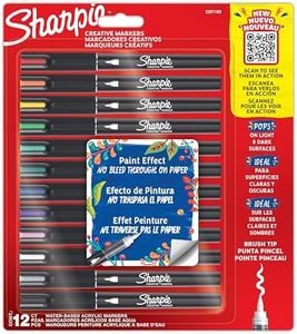 Sharpie Creative Marker Acrylic Paint Pens | Brush-TipWater-Based Paint Markers | No-Bleed Ink Writes on Most Surfaces | Crafting & Art Supplies | Assorted Colours | 12 Count