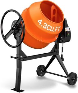 BSMTEK 4.3 Cu.Ft. Cement Mixer, 3/5HP. 450W Electric Portable Concrete Mixer Machine with Stand & Wheels for Stucco, Mortar, Seeds, Orange-2026 New Upgrade