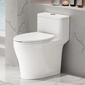 Elongated One Piece Toilet with Comfort Chair Seat ADA Height 17.33", Powerful Dual Flush 0.8/1.28 GPF Compact Toilet, MAP 1000g, Standard White Toilet Bowl, 12'' Rough-in