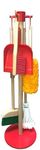 JustForKids Wooden Detachable Kids Cleaning Set - Duster, Brush, Mop, Broom and Hanging Stand Play - Housekeeping Kit - STEM Toys for Toddlers Girls & Boys, Total 6 Pieces,Multi Color,10071