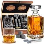 Whisiskey - Whiskey Decanter - Classic - 700 ml - Whisky Carafe and Glass Set - Gifts for Men - Gift Set - Inc. 2 Whiskey Glasses, 8 Whiskey Stones, Spout, 2 Coasters, Glass Stopper and Ice Tongs