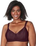 PLAYTEX Womens Perfectly Smooth Full-Coverage Wireless T-Shirt Bra for Full Figures, Nightfire Red Stripe, 16D