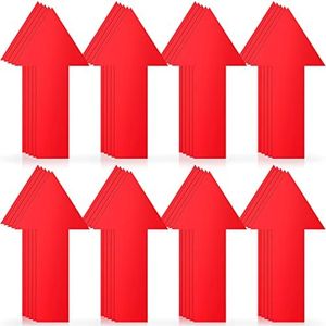 40 Pieces 8 Inch Arrow Sticker, Directional Arrow Sign Removable Adhesive Arrow Floor Decal Waterproof Arrow Marking Arrows Safe Road Instructions Sticker (Red)