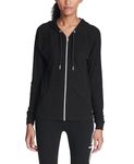 Calvin Klein Performance Women's Tall Plus Size Ruched Long Sleeve Zip Front Hoodie, Black, L