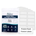 Shazeel Freezer Labels Easy Peel Off 100 Pcs Blank White Removeable Frozen Food Storage Labels – 6x3cm Waterproof & Sticky Food Labels Stickers for Freezer, Containers, Jars