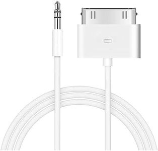 LIONX 30-Pin for Touch/iPhone IP ad Dock to 3.5mm Mini Jack Auxiliary Connector Cable 20cm White (100 cm, White)