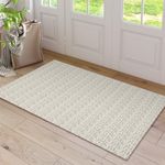 Collive Boho Washable Area Rugs 3x5 Braided Entryway Rug, Farmhouse Woven Carpet Non Slip Kitchen Rugs Rubber Backed Bedroom Rugs Neutral Area Rug Indoor Front Door Rugs for Entrance Bathroom, Tan