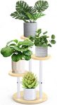 STLOVe Plant Stand, 3 Tier Corner Plant Shelf, Tall Garden Flower Stand, Decor Corner Pot Stand Outdoor Indoor, Modern Flower Pot Shelf Planter Holder (Pot & Plant Not Included)-White