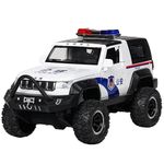 ARNIYAVALA Big Wheel Police Car Fire Truck Model 1:32 Alloy Off-Road Vehicle Toy Car Children's Sound and Light Door Openable Toy Car Metal Anti-Fall Pull Back Toy Car (White)