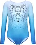 Zaclotre Kid Girls Gymnastic Leotard Long Sleeve Color Gradient Sparkly Ballet Dance One Piece Outfit