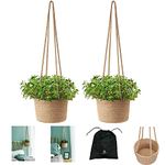 Textile and Beyond Rope Storage Jute Fruit Hanging Planter Basket Laundry Bag Toy Gift Hamper Set of 2 Baby Tray Bucket Organizer for Living Room Kitchen washroom C.1