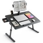 SAIJI Adjustable Laptop Table with Book Stand - 17" Laptop Stand, 5 Heights & 4 Angles, Super Stable, Foldable, Portable Desk for Bed, Sofa, Floor - Perfect for Work, Study, Reading & More