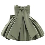 Flower Girl Bowknot Tutu Dress for Kids Baby Wedding Bridesmaid Birthday Party Pageant Formal Dresses Toddler Little Princess First Communion Baptism Christening Dance Prom Gown Green 9-10 Years