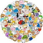 Dajiewang Animal Stickers, 100 Packs/Piece Cute Waterproof Vinyl Aesthetic Water Bottle Stickers, Laptop, Phone, Teenagers, Girls, and Kids Guitar Stickers