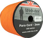 Web-tex Paracord Reel Roll 100m x 3mm Neon Orange