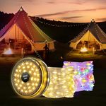 Mcbazel Camping String Lights,Retractable Camping String Fairy Lights Lanterns 12M/39.4FT with 10 Lighting Modes,120LED,2000mah USB Rechargeable,Multicolor & Warm Lighting for Outdoor/Indoor/Camping