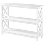 Yaheetech Console Table, 3-Tier Entryway Table, Wooden Sofa Table with Storage Shelves for Entryway Hallway Living Room Bedroom, X-Design, White, 106x35x80cm