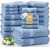 24 piece Towels for Bathroom - 100% Cotton, Oversized Bath Towels, Quick Dry Spa Towels, 2 Extra Large Bath Sheet, 4 Bath Towel, 6 Hand Towel, 8 Wash Cloths,4 Fingertip Towels - Allure