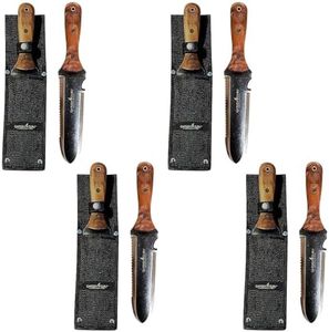 Garden Guru Hori Hori Gardening Knife for Weeding Digging Pruning & Cultivating - Stainless Steel Full Tang Blade Walnut Wood Handle Marks for Measuring Planting Depth Nylon Sheath for Storage (4pack)