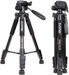 Zomei Q111 Flexible Portable 55" Aluminium Tripod Compact Lightweight 4s Camera Stand with 1/4 Mount 3-Way Panhead and Carrying Bag for Digital DSLR EOS Canon Nikon Sony Panasonic Samsung Black