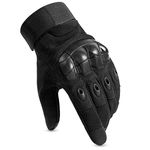 HUNTVP Hard Full Finger Cycling Gloves Men Women Touch Screen Motorbike Gloves for Motorcycle Climbing Camping Hiking Bike Outdoor Sports Working (Black-M)