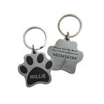 Kakade Design & Prototyping Customised Paw Print Pet ID Tag Keychain Personalized Name Tagwith phone number for Dogs Cats Durable and waterproof (Silver, Paw Print)