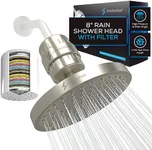 SparkPod Luxury Filtered Shower Head Set 23 Stage Shower Filter - Reduces Chlorine and Heavy Metals - High Pressure Showerhead Filter (8" Round, Elegant Brushed Nickel)