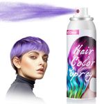 Purple Hair Colour Spray, Temporary Coloured Hairspray, Washable One Time Hair Dye Spray for Party Fancy Dress Cosplay Halloween, Fast Dyeing, Suitable for Many Hair Types of Kids Adults- 100ml