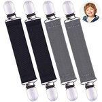 wisdompro Glove Clips, 4 Pack Mitten Clips with Elastic Straps for Kids, Toddlers and Adults - Grey + Black