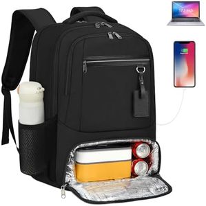 NEWHEY Lunch Backpack 17.3 Inch Laptop Backpack with USB Charging Port Waterproof Travel Backpack for Men Women Carry On for Airplanes Insulated Cooler Backpack School Bag Portable Computer Backpacks