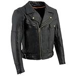 Milwaukee Leather LKM1770 Black Genuine Leather Motorcycle Jacket for Men, 1.3mm Thick Police Style Biker Jacket - Large