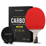 PRO-SPIN Ping Pong Paddle with Carbon Fiber | Penhold Grip | 7-Ply Blade, Offensive Rubber, 2.0mm Sponge, Premium Storage Case | Performance-Level Table Tennis Racket