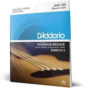 D'Addario EPBB170-5 Phosphor Bronze 5-String Acoustic Bass Strings, Long Scale, 45-130