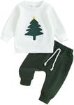 AMAWMW Toddler Christmas Outfit Baby Boy Long Sleeve Crewneck Sweatshirt Tops Pants Set Infant Fall Clothes 0-4T