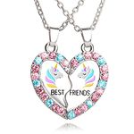 MJartoria BFF Necklace for 2, Best Friend Necklaces, Panda, Dolphin, Penguin Valentines Day Gifts Split Heart Rhinestone Friendship Necklaces Engraved Pendant, alloy, not known