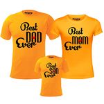 Hangout Hub HH49 Family Tshirt | Best Dad Mom Son Ever Printed Tees (Yellow;Men L;Women L;Boys 4-6Yrs) Regular Fit Twinning T-Shirts | Half Sleeves (Cotton | Pack of 3)