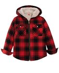 Kids Boys Flannel Jacket Fleece Sherpa Lined Zip Up Hoodie Boys Buffalo Plaid Flannel Shirt Red and Black XL Size 14-16, big kid