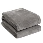 Brentfords Flannel Fleece Ultra Soft Large Blanket Throw Over Fluffy Warm Bedspread for Bedroom Single Bed Sofa Couch, Slate - 120 x 150cm