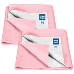 Mee Mee Reusable Water Proof Cotton Bed Protector Sheet/Extra Absorbent Mat/Dry Sheets/Urine Sheet/Dry Mat Pack of 2 (70CmX100Cm) (Medium, Pink)