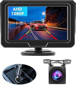 【2022 AHD actualizado】 AHD 1080P Kit de cámara Trasera para automóvil Cámara de Respaldo con Monitor LCD de 4.3 '' para Furgonetas, súper visión Nocturna IP68 a Prueba de Agua Fácil instalación