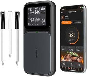 Inkbird INT-33-BW Fleischthermometer kabelloses, WiFi 5G und Bluetooth 5.4 Grillthermometer, 3 Sonden mit Multisensor-Sensoren, IP67 wasserdicht Bratenthermometer für BBQ, Backofen, Grill, Küche